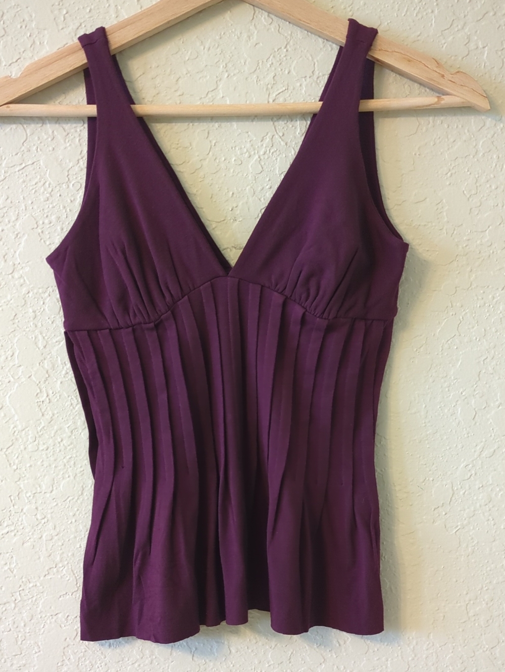 Plunge Neck Pleated Women's Tank Top - Purple